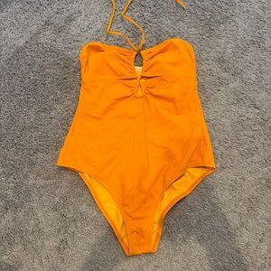 Ulla Johnson Bright Orange Halter One-Piece Swimsuit